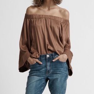 One Teaspoon  Boy Bowie Blouse Top Off the Shoulder Flare Wide Long Sleeve